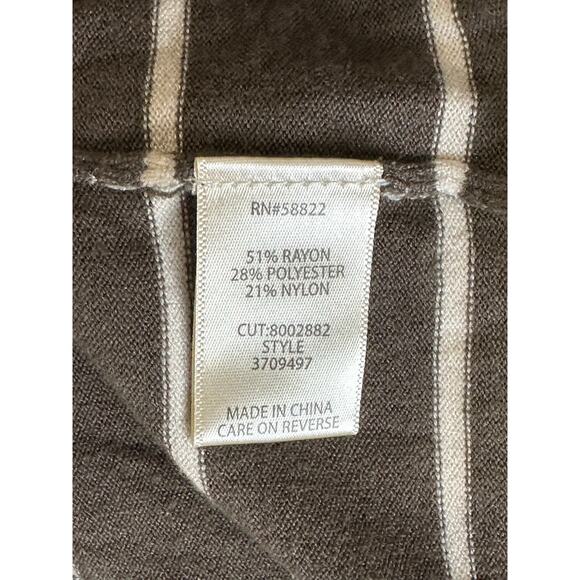 Max Studio London Olive Green & White Striped Knit Polo Sweater, NWT - Picture 4 of 6